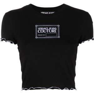 Sz Small Versace Jeans Couture Black Crop Top Shirt stretch-cotton